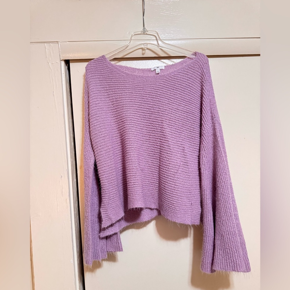 BP Nordstrom Flare Bell Sleeve Sweater Knitted Lilac Purple Like New Medium - Picture 2 of 6